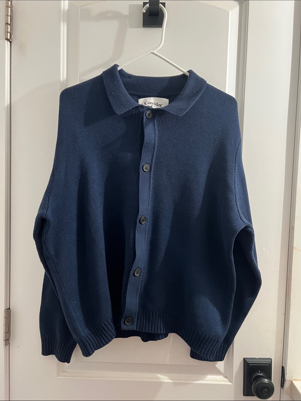 Cordidor Men's Navy Button-Front Polo Cardigan